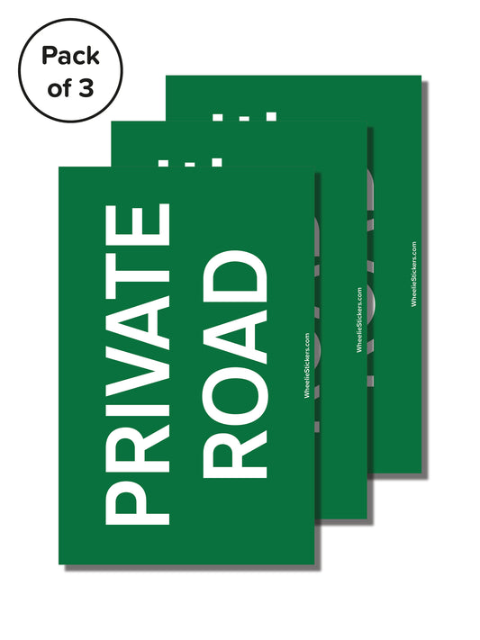 Pack of 3 Private Road Wheelie Bin Sticker Signs