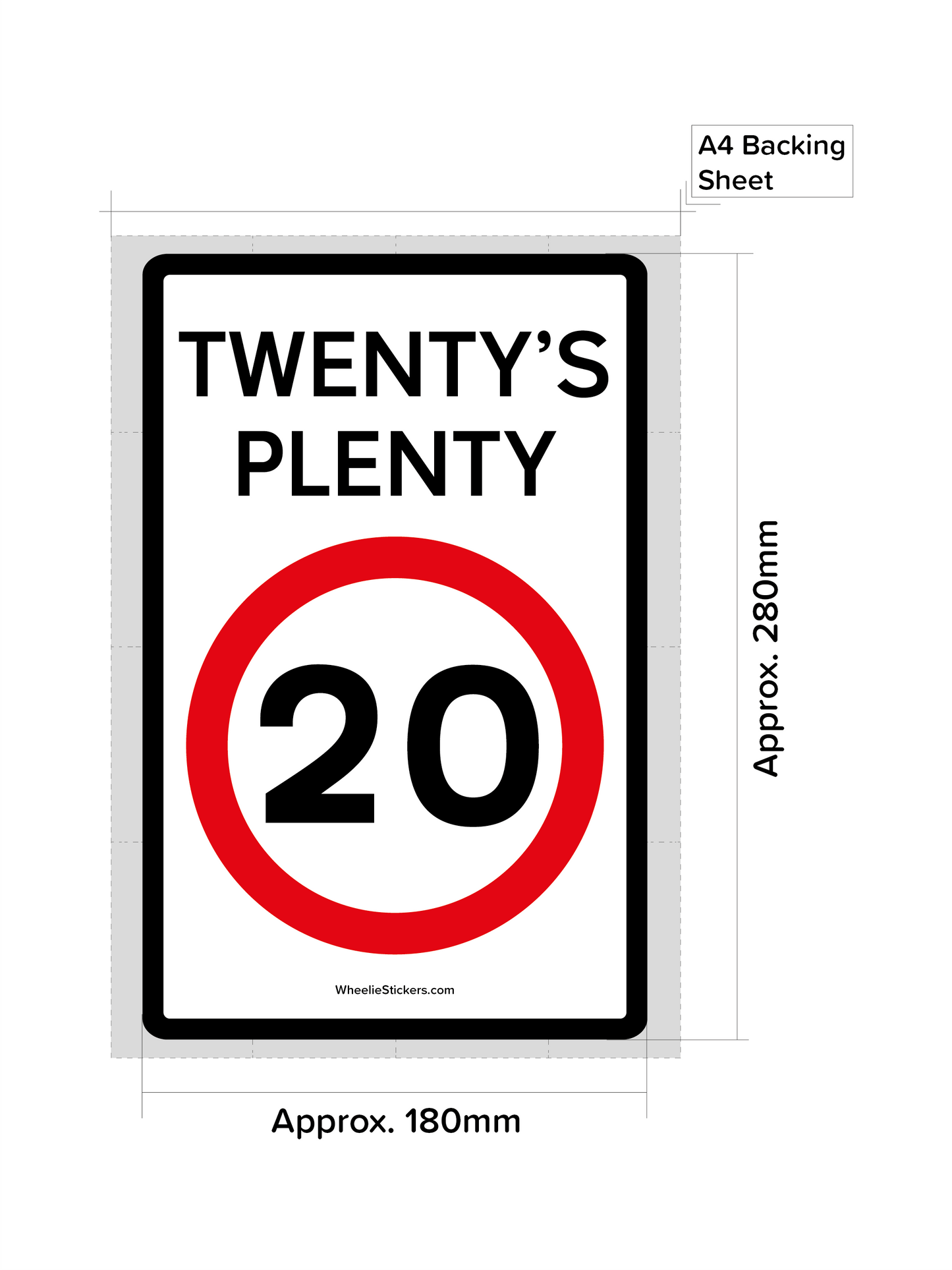 Pack of 3 Twenty's Plenty, Road Safety Wheelie Bin Sticker Signs