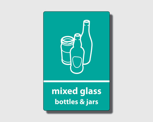 Recycling Sticker - Mixed Glass (WRAP Compliant) - RW014
