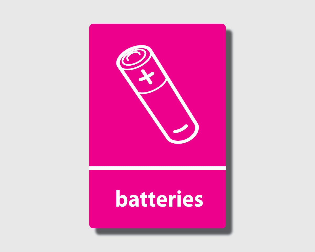 thumbnail image 2 of Sticker Collective 'Batteries Only Recycle' Sign – Window/Door Decal For Safety & Recycling Bins 2 of 4