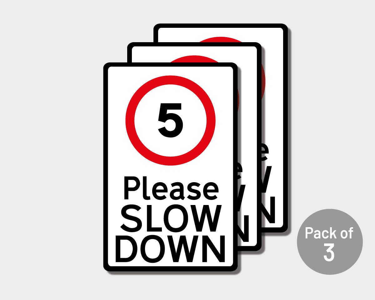 Pack of 3 Please Slow Down Road Safety Wheelie Bin Stickers (Various Speeds)