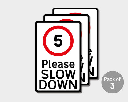 Pack of 3 Please Slow Down Road Safety Wheelie Bin Stickers (Various Speeds)