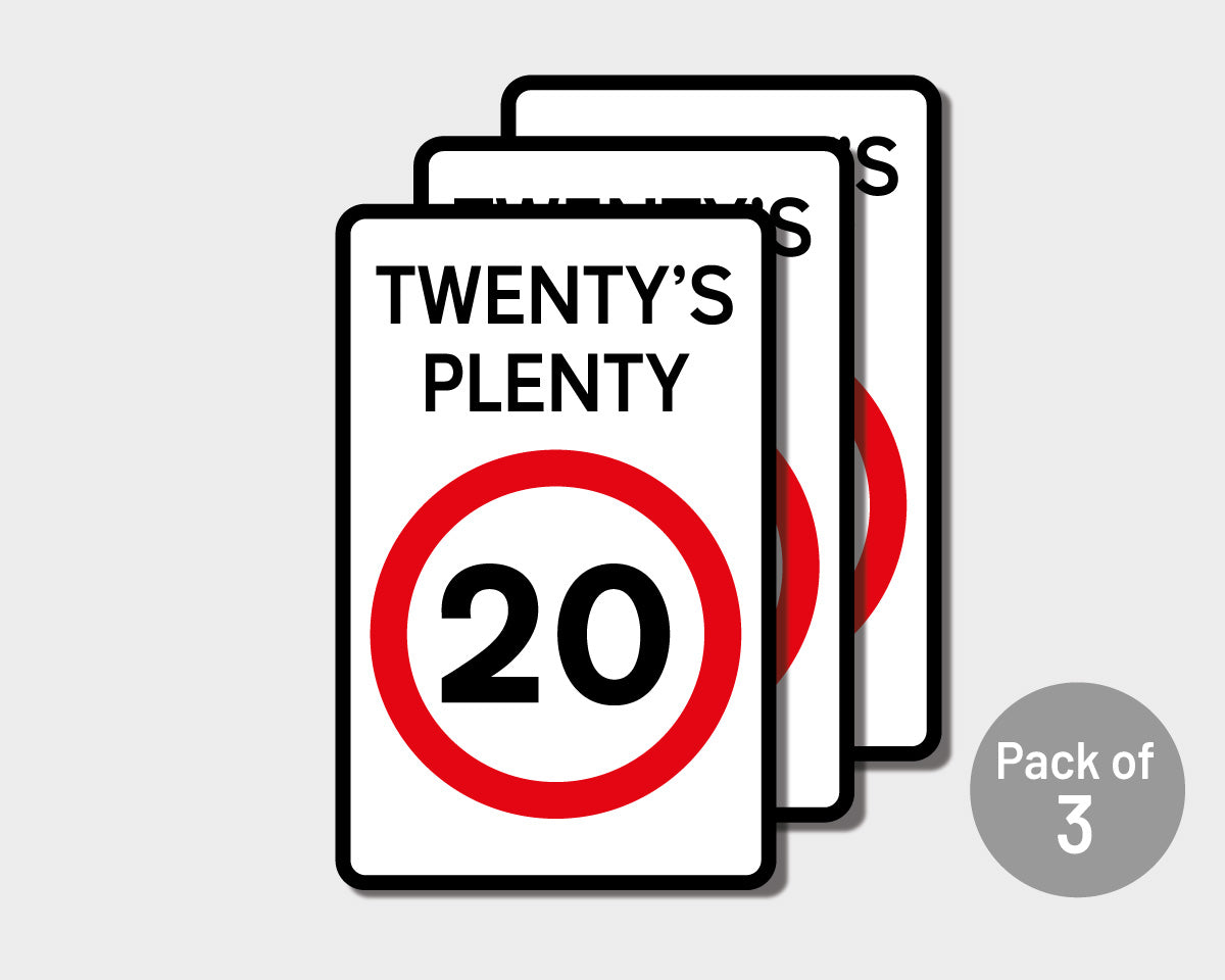 Pack of 3 Twenty's Plenty, Road Safety Wheelie Bin Sticker Signs