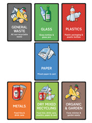 Pack of 7 Premium Wheelie Bin Waste Type Stickers