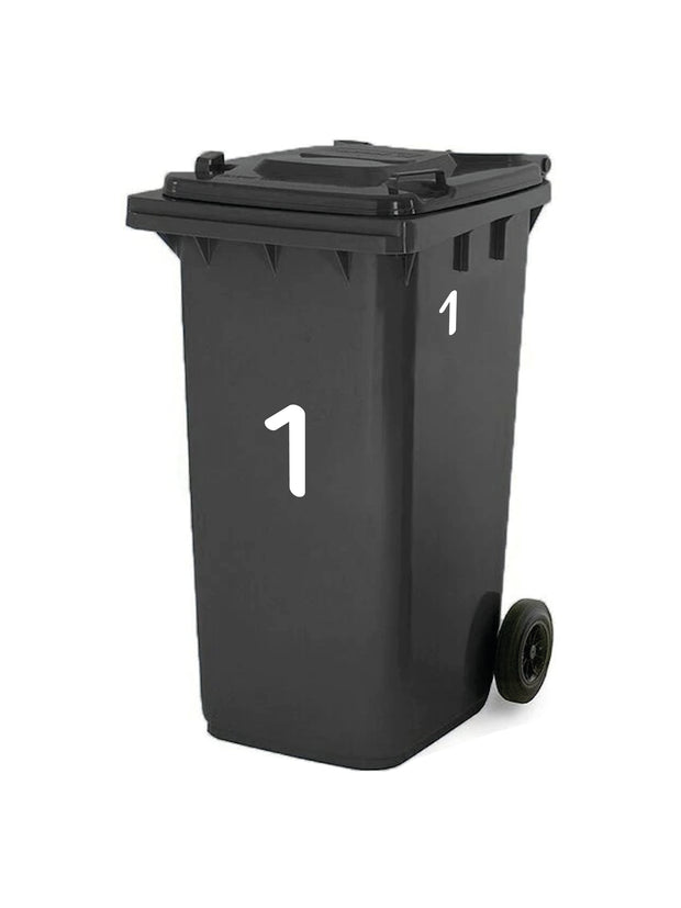 Pack of 4 Large & 4 Small Wheelie Bin Number Stickers (Pick from 0-9, A-D), Plain White Waterproof Self-Adhesive Vinyl Stickers