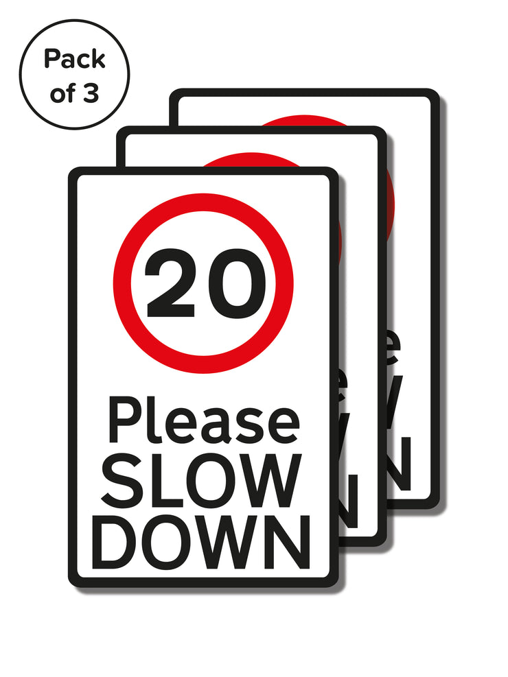 Pack of 3 Please Slow Down Road Safety Wheelie Bin Stickers (Various Speeds)