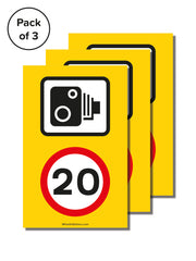 Pack of 3 Speed Camera and Speed Limit Wheelie Bin Sticker Signs (Various Speeds)