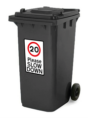 Pack of 3 Please Slow Down Road Safety Wheelie Bin Stickers (Various Speeds)