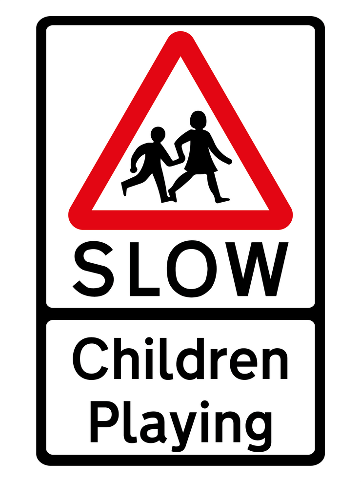 Pack of 3 SLOW Children Playing Warning Sticker Signs