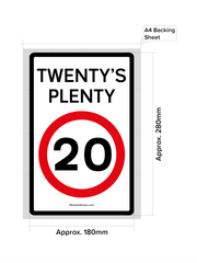 Pack of 3 Twenty's Plenty, Road Safety Wheelie Bin Sticker Signs